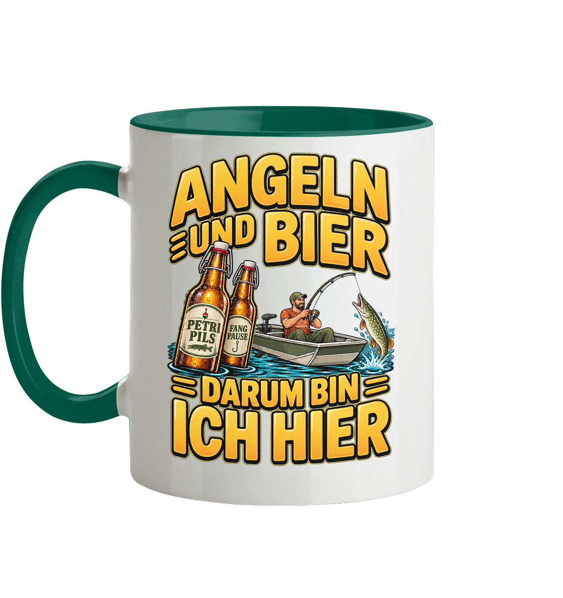 Angeln und Bier  - Tasse zweifarbig