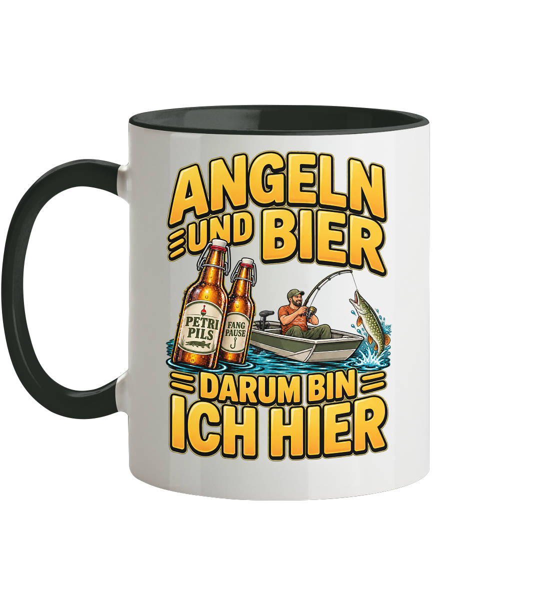 Angeln und Bier  - Tasse zweifarbig