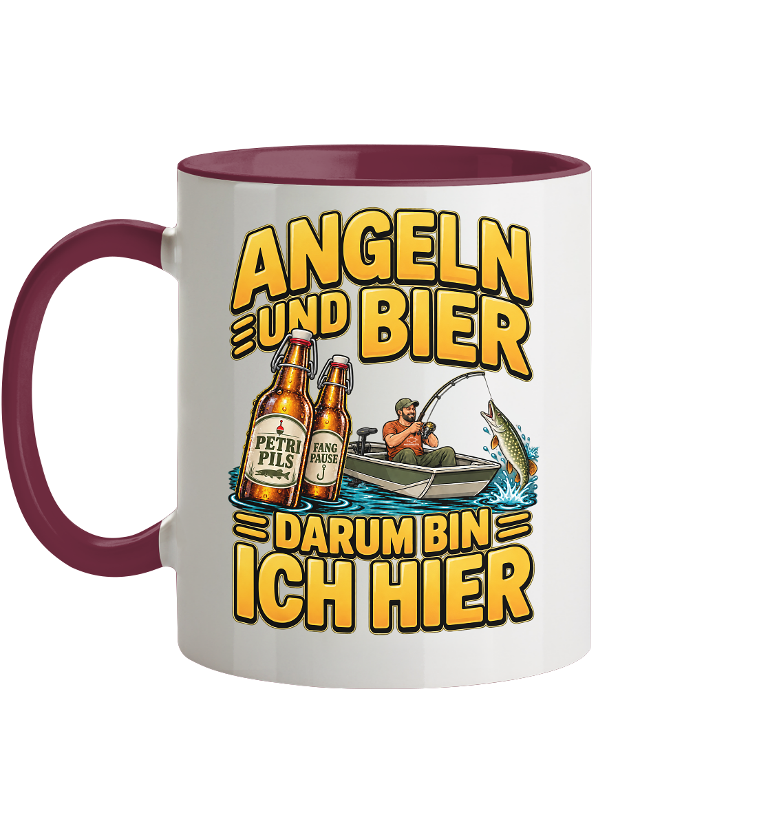 Angeln und Bier  - Tasse zweifarbig