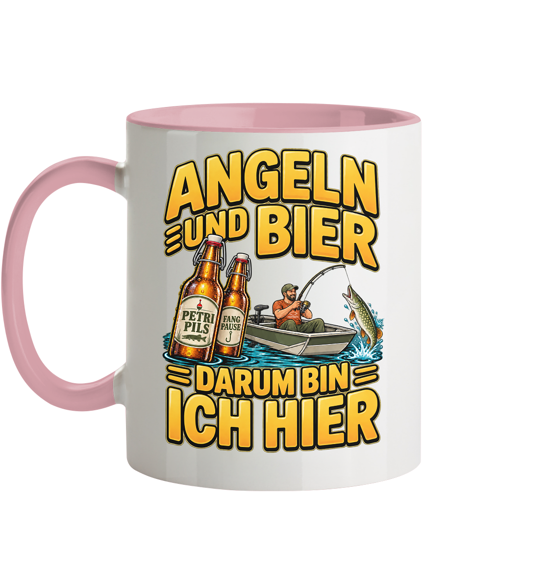 Angeln und Bier  - Tasse zweifarbig