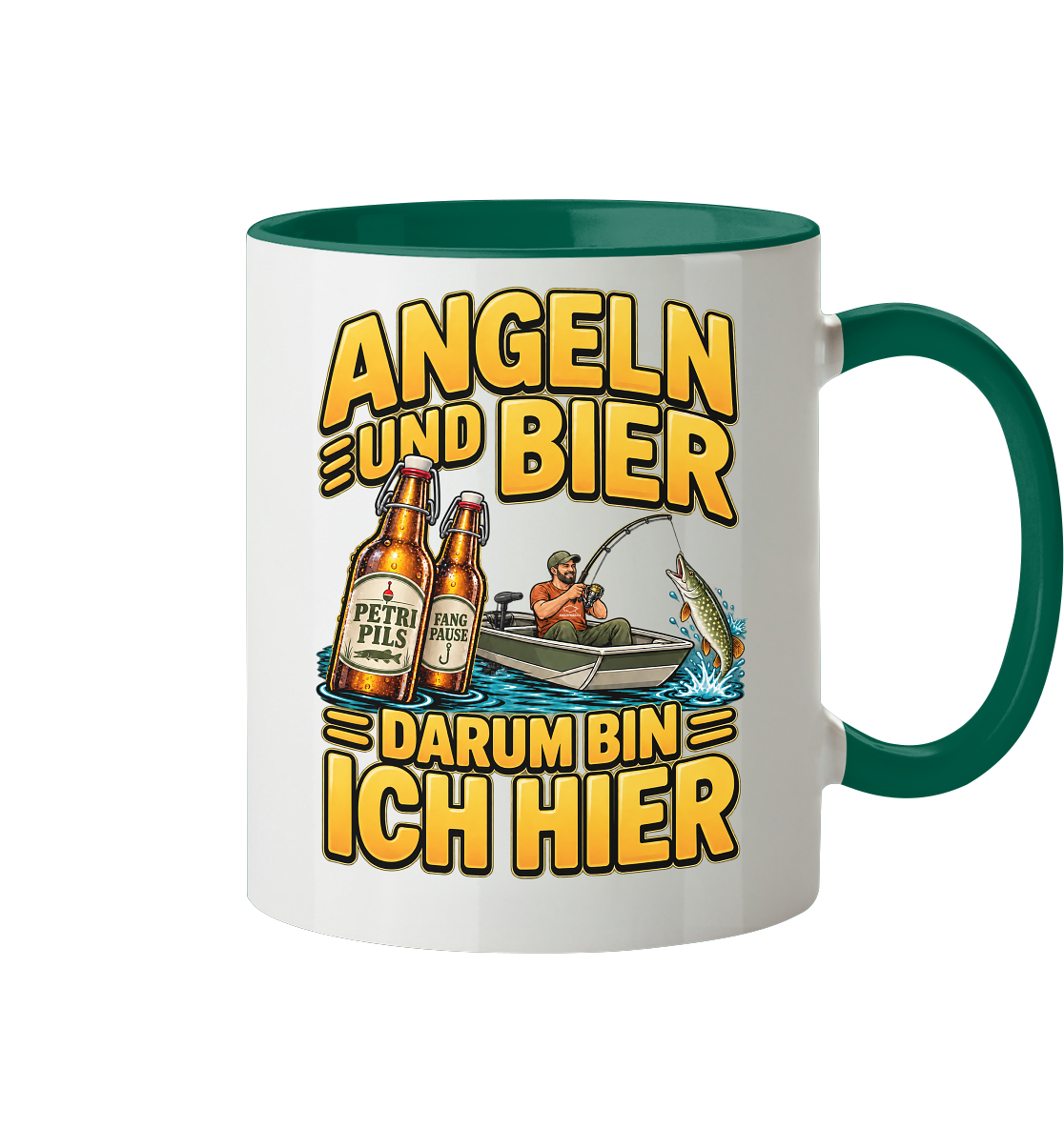 Angeln und Bier  - Tasse zweifarbig
