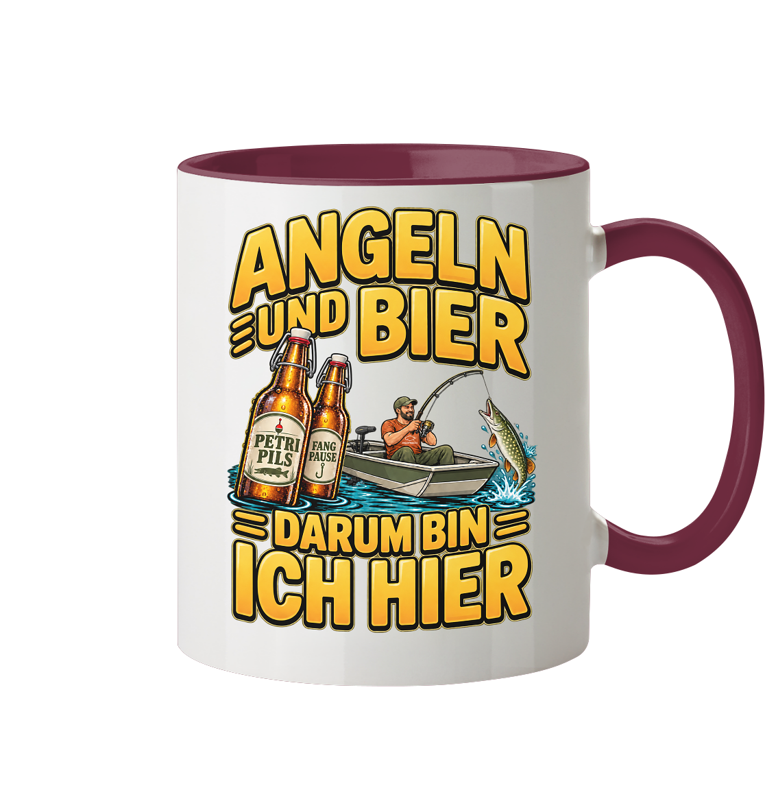 Angeln und Bier  - Tasse zweifarbig